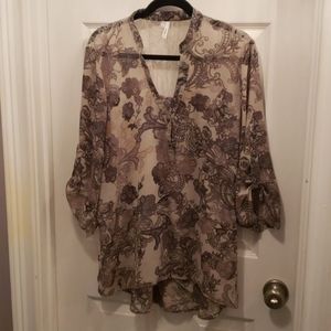 Tan and Brown Sheer Top